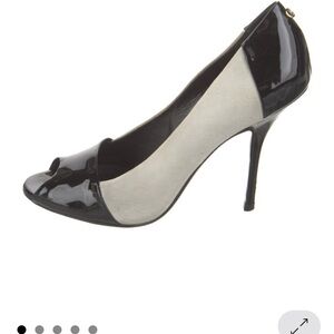 Gucci Black and Gray Peep-Toe Heels